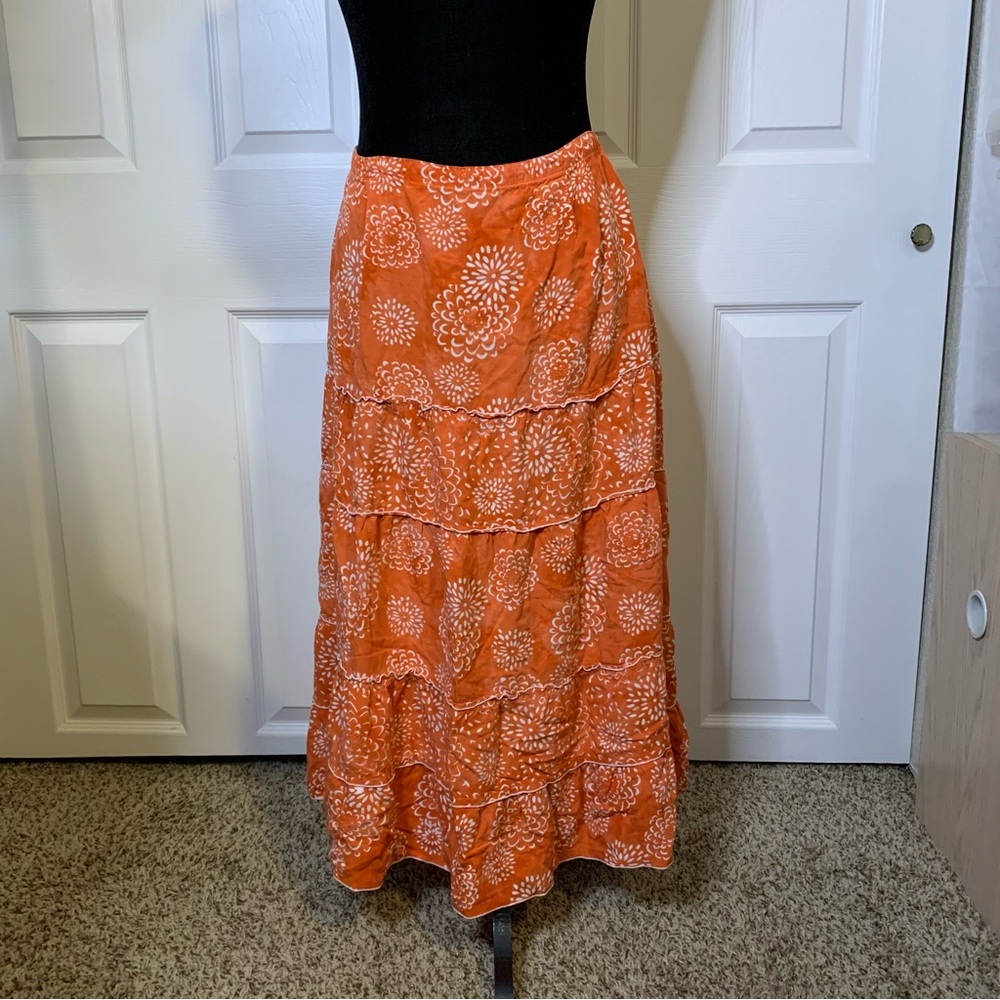 Nomatic Traders Orange Floral Bohemian Skirt